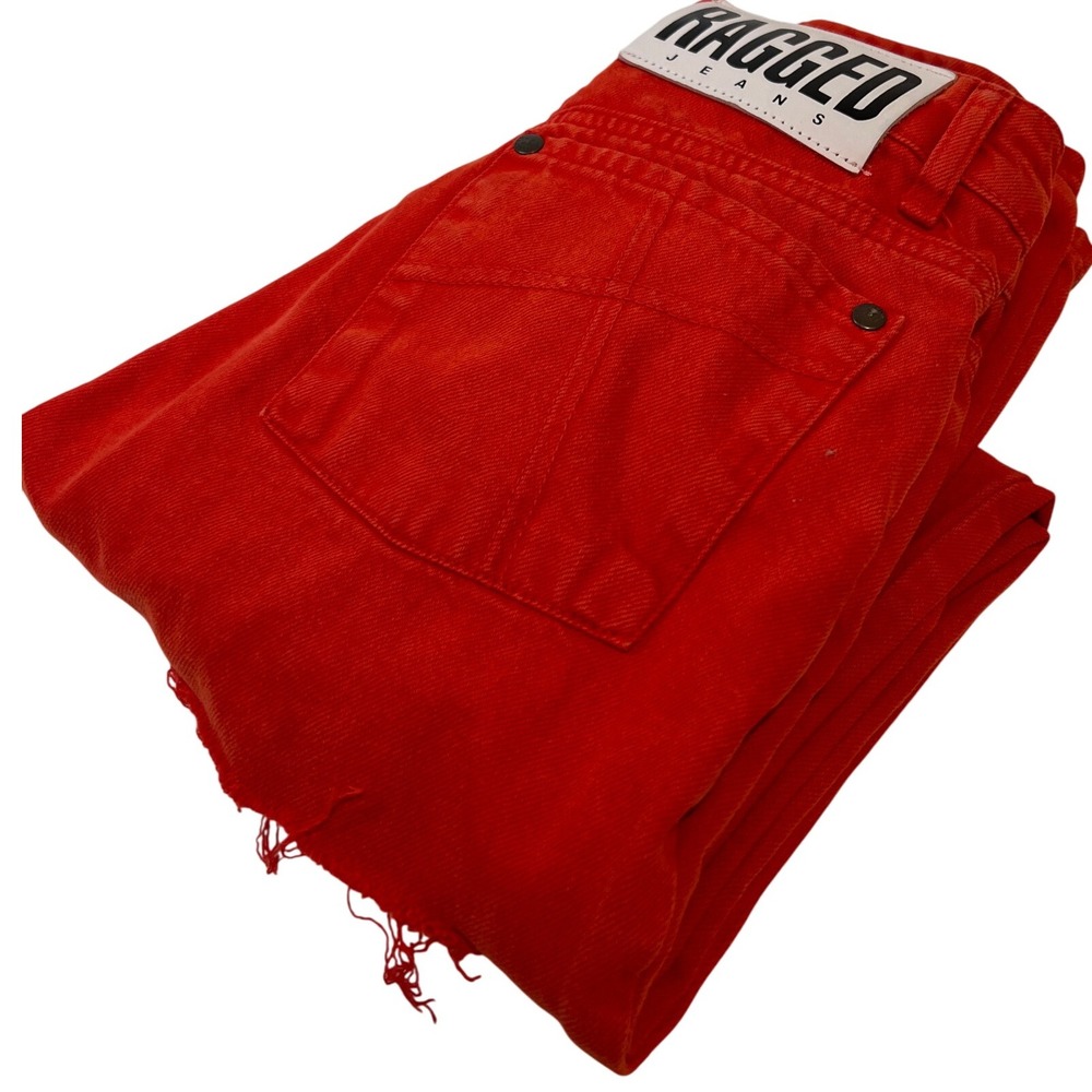 Ragged Jeans Red Denim Jeans Womens Size 26 High Waist Distressed Retro‎